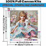 5D Diamond Art Kits for Adults,Cute Little Princess and Her Pet Cat Special Shape Diamond Painting Kits for Beginners, DIY Crystal Paint by Diamonds Dots Gem Art Craft for Home Decor 11.8x11.8 Inch Acelii