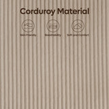 Bestier Queen Bed Frame with Adjustable Headboard, LED Lighting, Vertical Channel Tufted Corduroy Upholstered, Solid Wooden Slats Support, No Box Spring Needed, Never Squeaks, Easy Assembly, Taupe Bestier