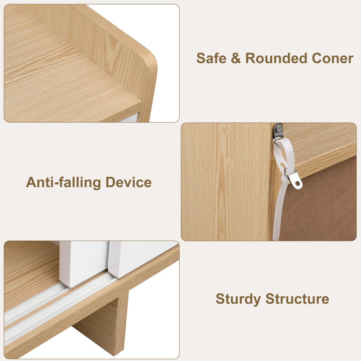 HIFIT Kitchen Buffet Cabinet with Storage, 43" Farmhouse Modern Coffee Bar Storage Cabinet with Sliding Doors/Shelf/Microwave Stand, Accent Sideboard for Kitchen Dining Living Room Entryway, White-Oak HIFIT