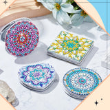 Marsui 4 Pcs Diamond Painting Compact Mirror DIY Painting Pocket Portable Folding Purse Mirror for Women Diamond Art Mom Gifts for Mother's Day Nurse Week Party Favors(Lovely) Marsui