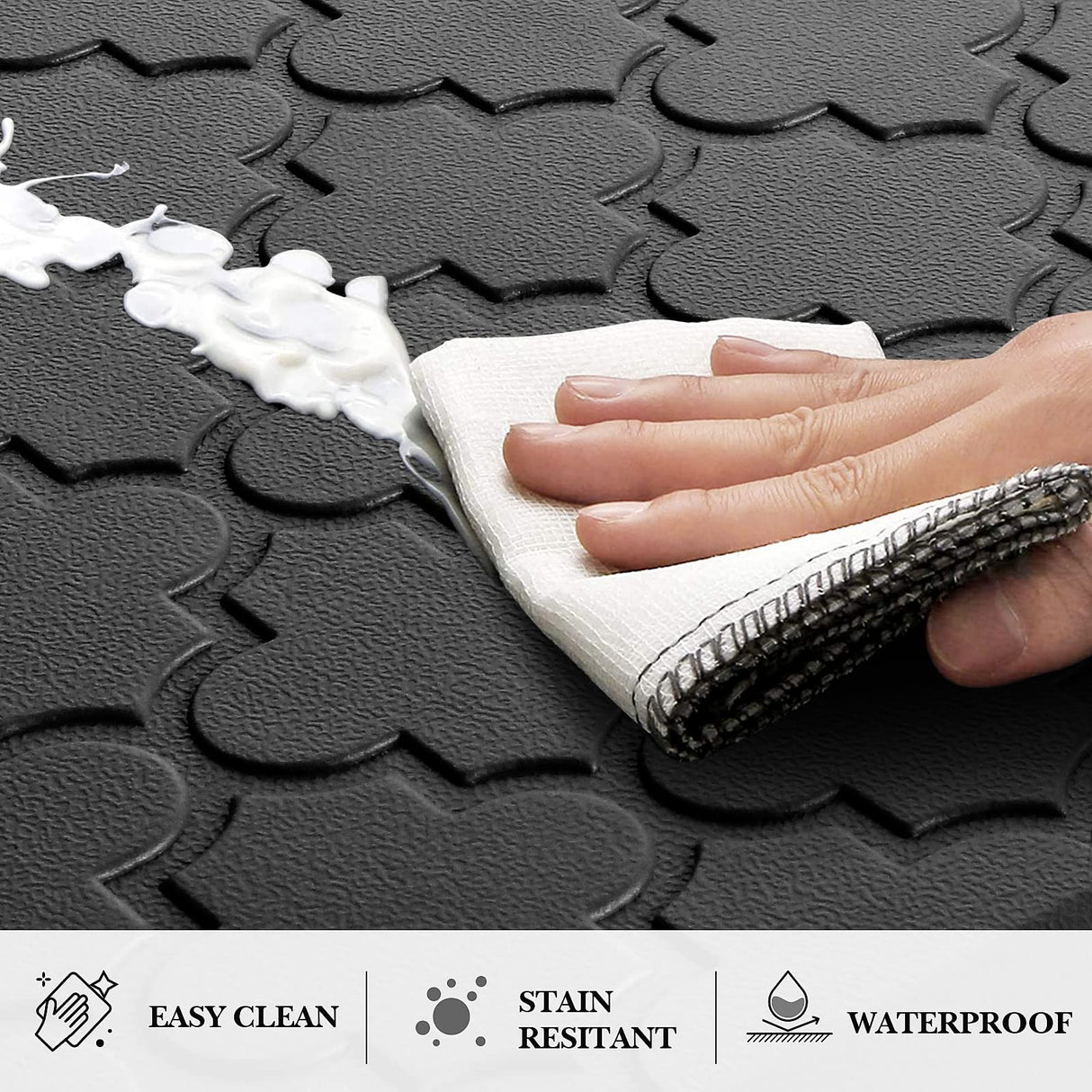 Kitchen Mat [2 PCS] Cushioned Anti-Fatigue Floor Mat, Waterproof Non-Skid Ergonomic Comfort Foam Rugs, Standing Mat for Kitchen, Floor,Office, Sink, Laundry(Black) SoftDuo