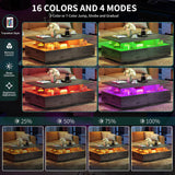 YITAHOME LED Coffee Tables for Living Room, Farmhouse Coffee Table with Storage 4 Drawers and Open Compartment, Modern Rectangle Coffee Tables Small Wood Tables for Home Decor, Office, Grey YITAHOME