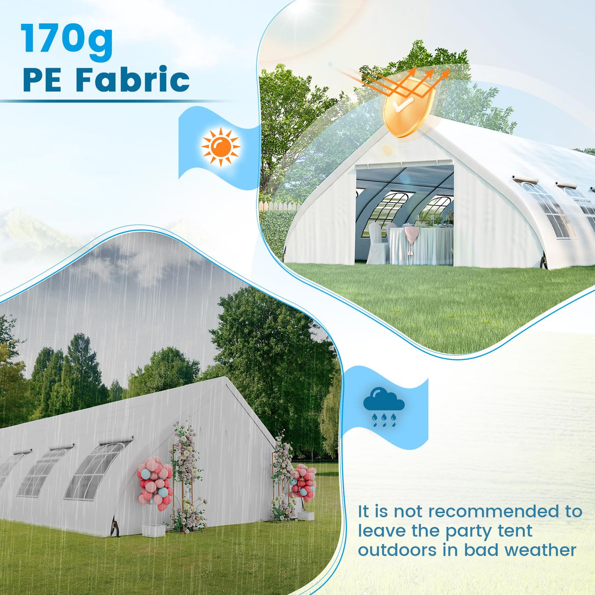 Tangkula 20x40 Ft Heavy Duty Party Tent, Large White Event Tent with Sidewalls, Zippered Door & 12 Windows, Outdoor Wedding Tent with High Strength Galvanized Steel Frame for Patio, Backyard, Parties Tangkula