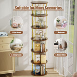 ALLSTAND 6 Tier Rotating Bookshelf, 360 ° Display Stackable Spinning Bookshelf Tower, Corner Bookshelf Tall Floor Standing Swivel Bookcase Narrow Storage Organizer for Bedroom, Living Room, Gold ALLSTAND