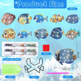 YLOLUL 10 Pcs Summer Fish Diamond Art Coasters Tropical Fish Shape Diamond Art Kits DIY Coasters with Holder for Beginner Adults Kids Craft Supplies Gift YLOLUL