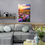 JOOZ Flowers Paint by Numbers Kit for Adults with Frame, Sunset Mountain Paint by Number with Easel, DIY Adult Paint by Number Kits on Canvas Landscape for Home Wall Decor 8 x 12 Inch JOOZ