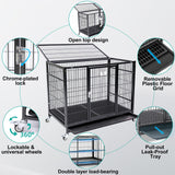Homey Pet 37 inch Stackable Open Top Heavy Duty Dog Crate Cage for Medium Dog with Wheels and Removable Tray Homey Pet