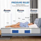 Full Size Mattress 12 inch, Medium Firm Hybrid Mattresses with Cooling Gel Memory Foam, Full Mattress in a Box, Independent Spring for Motion Isolation, Pressure Relief & Upgraded Support, CertiPUR-US Pamag pieeoo