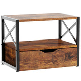 IBUYKE 2 Tier Desktop Printer Stand,Multi-Purpose Desk Organizer,Wooden Printer Stand with Drawer Storage for Folders,Books,for Fax Machine, Scanner,Home Office,Rustic Brown UTLJ006H IBUYKE