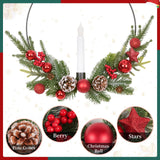 Dolicer 2 Pcs Christmas Wreaths for Front Door Window 12In Christmas Wreaths with LED Lighted Taper Candles and Remote Control Berries and Pine Cones Wreaths for Holiday Christmas Party Decoration Dolicer