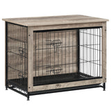 Feandrea Dog Crate Furniture, 32.5" Side End Table, Modern Kennel for Dogs Indoor up to 45 lb, Heavy-Duty Dog Cage with Multi-Purpose Removable Tray, Double-Door Dog House, Greige UPFC002G01 Feandrea
