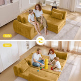 MAXMAXX 102" Modular Sectional Cloud Sofa,4-in-1 Folding Convertible Sofa Bed, Floor Boneless Couch, Modular Cushion Couch,Suitable for Living Room,Bedroom and Recreation Room(Yellow) MAXMXX