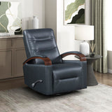 Lexicon 360 Degree Swivel Glider Reclining Chair, Breathable Faux Leather Manual Recliner, Comfy Nursery Glider Recliner, Swivel Reclining Chair for Living Room/Office/Bedroom/Apartment, Dark Blue Lexicon