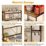 Roxibelt S1 Kitchen Bakers Rack with Power Outlet, Microwave Stand with Storage 5-Tiers, Freestanding Coffee Bar Table with 4 Hooks, Kitchen Storage Shelf 13" D x 22.9" W x 58.3" H, Rustic Brown Roxibelt