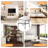 VINGLI Mid-Century Modern Accent Armchiar for Small Space, Small Comfy Upholstered Leisure Reading Chair with Wood Armrest for Bedroom, Living Room, Waiting Room, Linen Beige VINGLI