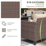 SUNSITT Outdoor Patio Furniture Set with Fire Pit Table 7 Piece Wicker Conversation Set with 43in Propane Firepit Sectional Dining Set 3 Seat Sofa Couch with Ottoman, Brown Wicker & Beige Cushion SUNSITT