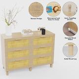 Derfullo 6 Drawers Dresser for Bedroom, Wood Rustic Wide Chest of Drawers, Storage Dressers Organizer for Bedroom, Living Room, Hallway Derfullo