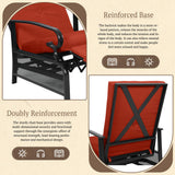 Oakcloud Adjustable Outdoor Lounge Chair Metal Patio Relaxing Recliner Chair with Removable Cushions(Red) Oakcloud