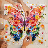 Butterfly Puzzles for Adults 1000 Pieces, Challenging Colorful Flower Butterflies Puzzles Puzzle with Paper Art, Difficult Animal Plant Jigsaw Puzzles for Adults PPuzzling