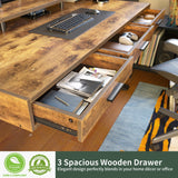 FEZIBO Electric Standing Desk with Drawers, 48x24 Inch Standing Desk Adjustable Height, Stand Up Desk with Monitor Shelf, Sit Stand Home Office Desk, Rustic Brown FEZIBO