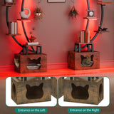 YITAHOME Tall Bookshelf with LED Light, Artistically Designed Arched Bookshelf with Cats Litter Box,10-Tier Bookcase Corner Display Shelf for Home Office, Bedroom YITAHOME