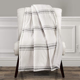 Lush Decor Throw Blanket Farmhouse Stripe, 60" x 50", Gray Lush Decor