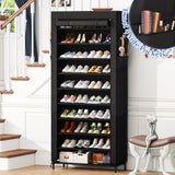 Simple Trending Tall Shoe Rack Organizer Holds 40 Pairs, 10 Tier Large Capacity Shoe Cabinet Storage with Cover for Closet, Black Simple Trending