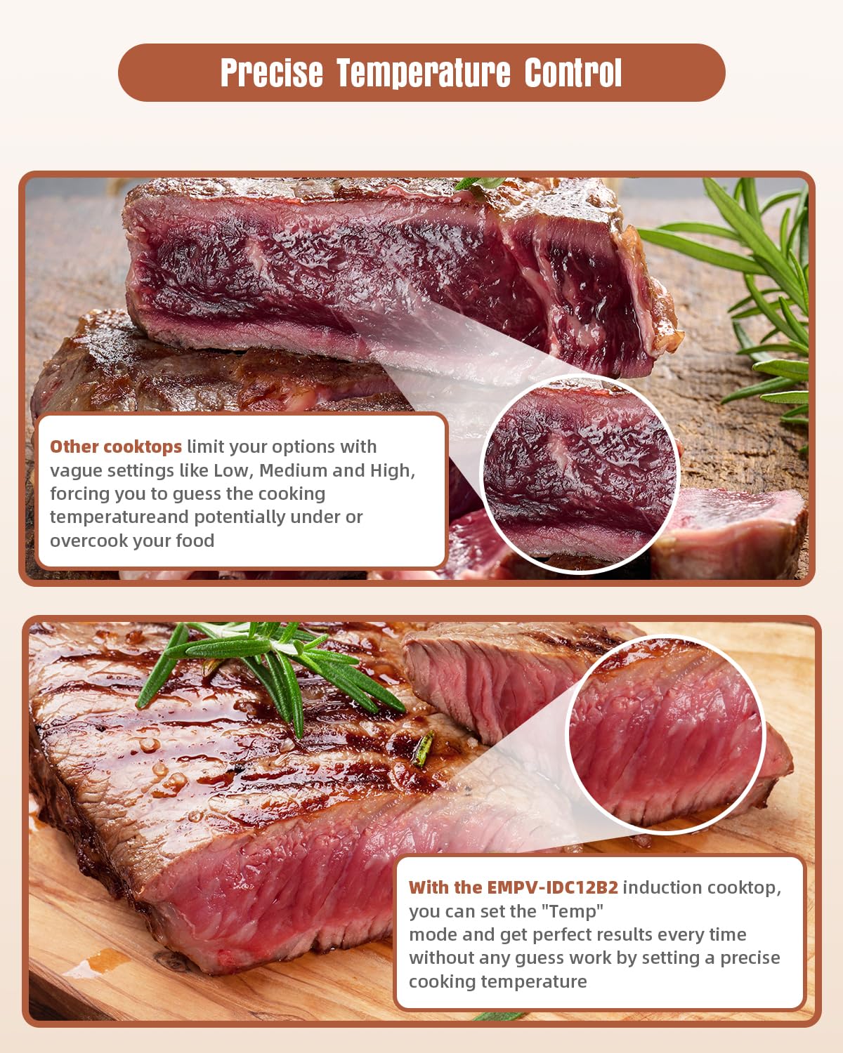 Empava IDC12B2 Horizontal Electric Stove Induction Cooktop with 2 Burners in Black Vitro Ceramic Smooth Surface Glass 120V, 12 Inch Empava