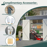 6x4 FT Outdoor Storage Shed with Lockable Double Doors, Aluminum Frame, Weatherproof with Frame Floor, Metal Tool Shed for Garden, Backyard, Patio, and Equipment Storage Mulinsonfly