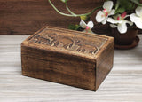 Ajuny Hand Carved Decorative Wooden Jewelry Box Elephant Motif Design Rustic Finish Keepsake Storage Travel Organizer Treasure Chest Trinket Holder Great for Gifts Ajuny