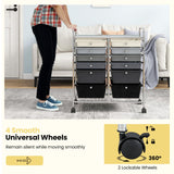 Giantex 12 Drawer Rolling Storage Cart Tools Scrapbook Paper Office School Organizer (Black Gradient) Giantex