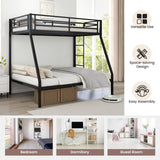 KOMFOTT Metal Twin Over Full Bunk Bed, Heavy Duty Bed Frame with Integrated Ladder, Full-Length Guardrails for Teens & Adults, Space-Saving Bunk Bed for Bedroom & Dorm, No Box Spring Required KOMFOTT