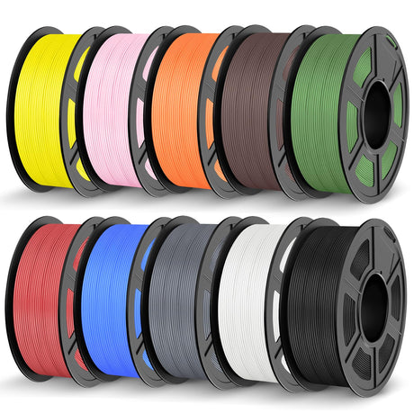 JAYO PLA 3D Printer Filament Bundle 11KG, PLA Filament 1.75mm Bulk, 10 Pack 1.1kg Spool (Black,White,Gray,Pri-Cyan,Cherry Red,Olive Green,Sunny Orange,Pri-Yellow,Sakura Pink,Chocolate) JAYO