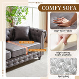 Mid Century Modern Couch, 85.5"W High-tech Fabric Button Tufted Oversized Loveseat Sofa with Nailhead Trim & Roll Armrests, Deep Seat Comfy Chesterfield Sofa for Living Room, Office(3 Seater, Grey) JEEOHEY