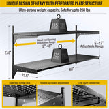 Brukid 2 Tier 1.3x4ft Garage Shelving Wall Mounted, 400 lbs Load Capacity，15.6x48inch per Shelf Height Cassette Adjustable Floating Shelves(Black) Brukid