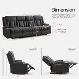 AIWOEN Recliner Sofa with Cup Holders, 4-Seater Fabric Reclining Couch, Manual Recliner Wall Hugger for Living Room, Home Theater (Dark Gray) AIWOEN