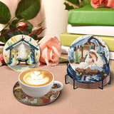 Yijingtop 8PCS Jesus Diamond Art Coasters Kits,Religion Diamond Painting Coasters with Holder,Small Diamond Art Kits for Adults,Crystal Gem Art Kits for Home Wall Decor Yijingtop