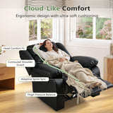 ANJ Black Recliner Chair with Overstuffed Arm and Back, Breathable Faux Leather Manual Reclining Chairs, Living Room Single Sofa Recliners ANJ