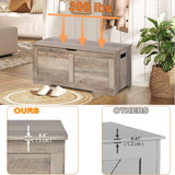 Timberer 39.4" Storage Chest, Wooden Storage Bench, Lift Top Toy Chest with 2 Safety Hinges, Large Toy Box, Entryway Bench for Living Room, Bedroom, Grey Timberer