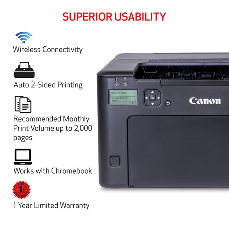 Canon imageCLASS LBP122dw - Monochrome Duplex Wireless Laser Printer, Single Function, Home Office, Mobile Ready, 30 PPM, Black Canon
