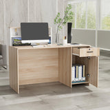 TUSY Modern Reception Desk with Storage Drawers, 55.1" Office Counter with Power Outlets, Contrast Color Secretary Table, Front Desks for Salon, Lobby – White (55.1" W x 23.6" D x 43.3" H) TUSY