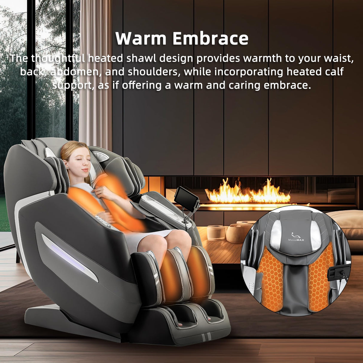 MassaMAX A580 2026 4D Massage Chair for Big & Tall People Full Body Massage Up to 6'10" & 500 lbs, Yoga Stretch, AI Voice Control, 22 Modes, 59" SL Track, Auto Footrest Extension, and Heating (Black) MassaMAX