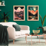 YOYA 2 Pack 5D Diamond Art Painting Kits, Diamond Painting Mountain Kits, Landscape Moon Diamond Art Kits for Adults, Abstract Scenery Paint with Diamonds Gem Art for Home Wall Decor 12 x 16 Inch YOYA