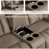 SAMERY 65.5" RV Loveseat Recliner Double Recliner RV Sofa & Console | Wall Hugger Loveseat Reclining RV | RV Theater Seats | RV Couch | RV Home Theater Seating Furniture (Fabric Khaki) SAMERY