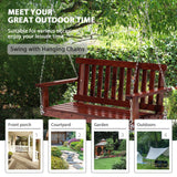 Wooden Porch Swing Chair, 4 FT Patio Swing Seat Hanging Chair Outdoor, Waterproof Swinging Chair Backyard Swings for Adults/Kids, Bench Swings for Outside, w/Mounting Chains, 800 lbs Capacity BORGEBY