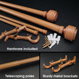 ILAISIHOME 1-1/8 Inch Diameter Faux Wood Curtain Rod with Wood Grain Finials, 72-144 inch Telescoping Double Curtain Rods for window width 68-140 inch, 1 pack ILAISIHOME