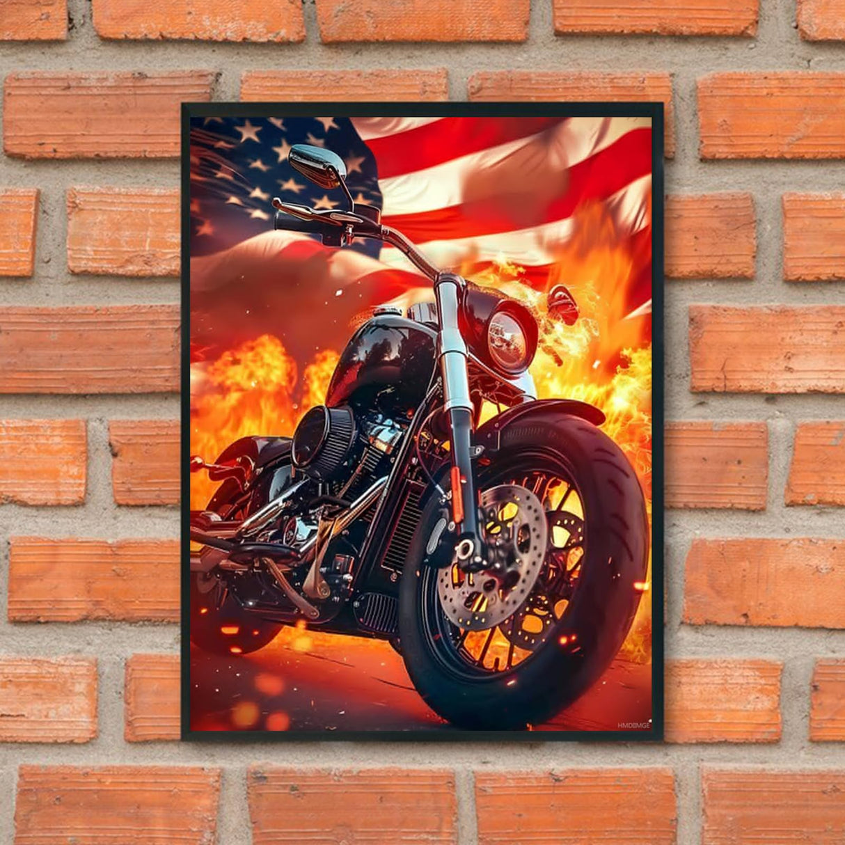 HMDIIMGE 5D Diamond Painting Kits for Adults The American Flag and The Motorcycle Diamond Art Kits DIY Full Round Drill Motorcycle with Diamonds Gem Art Help Relieve Stress 12x16 inch HMDIIMGE