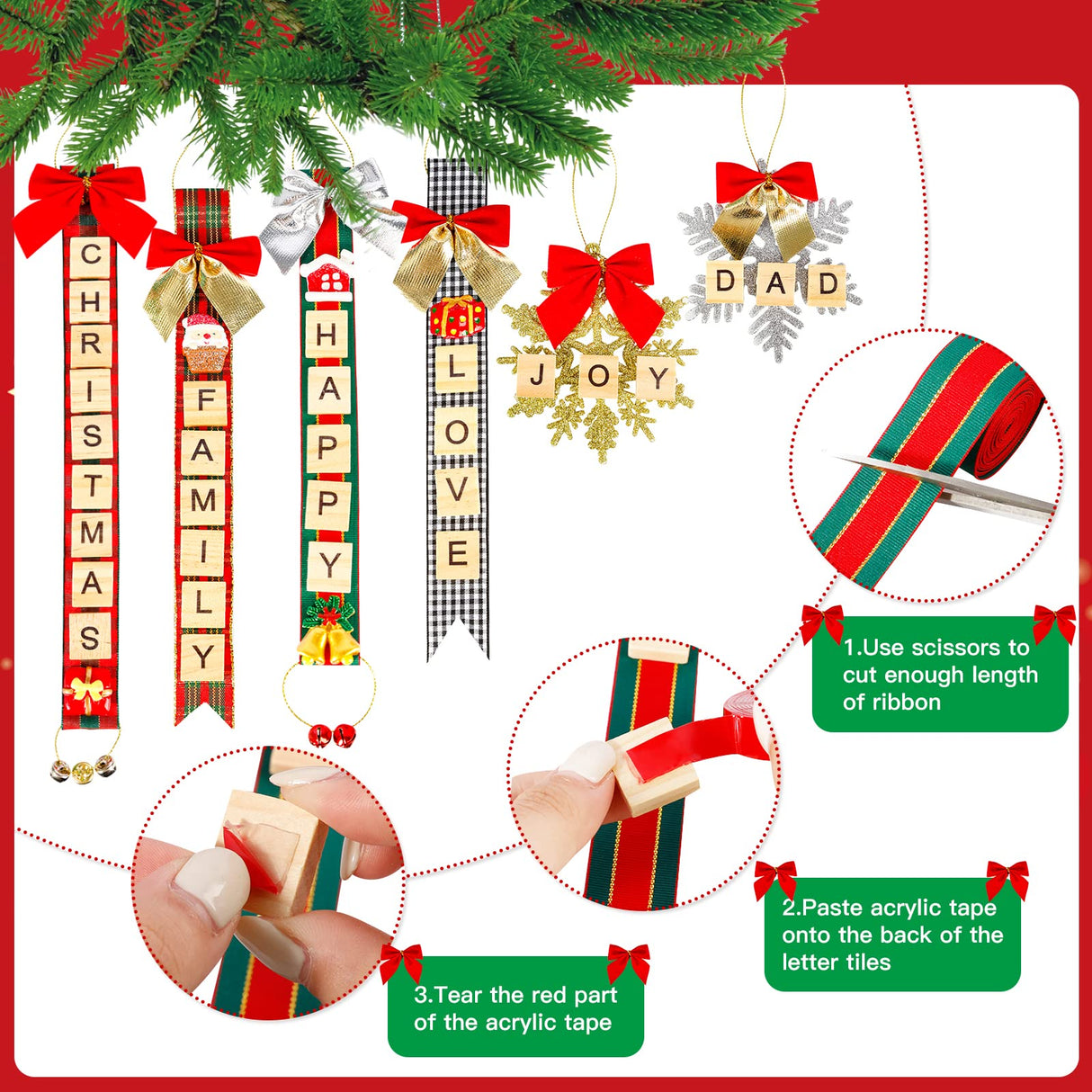 MGparty 284 Pieces Christmas Ornaments DIY Christmas Tree Ornaments Xmas Arts and Crafts Decorations Supplies for Kids Adults MGparty