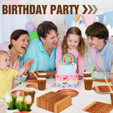 Skylety 200 Pcs Rustic Wood Grain Paper Plates Camping Party Tableware Set Disposable Fall Plate Cup Napkin Hunting Birthday Party Decorations Woodland Party Dinnerware Serve 50 Guests Skylety