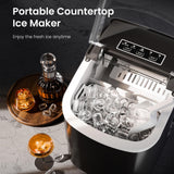 AGLUCKY Ice Makers Countertop with Handle,26.5Lbs/24H,9 Cubes in 6 Mins,2 Sizes of Bullet Ice,Portable Machine with Self-Cleaning,Perfect for Home Kitchen(Black) AGLUCKY